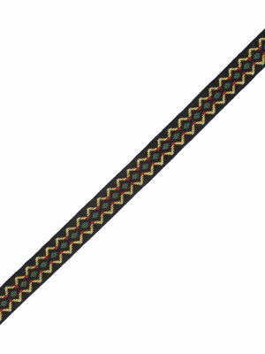 Black and Yellow Geometric Jacquard Ribbon – 0.5″ Black and Yellow Geometric Jacquard Ribbon – 0.5″