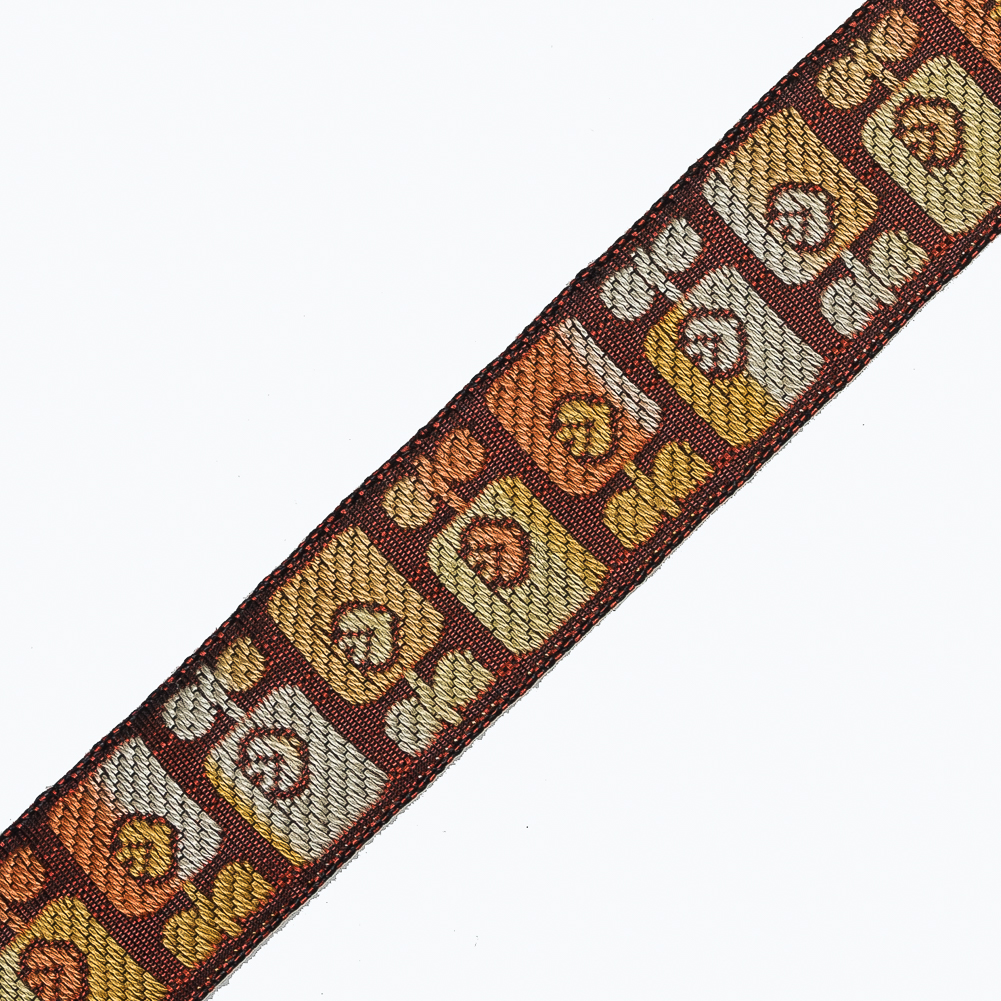 Orange and Rust German Jacquard Ribbon - 0.875"