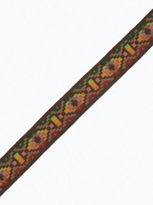 Brown Multicolor Geometric Jacquard Ribbon – 1″ Brown Multicolor Geometric Jacquard Ribbon – 1″