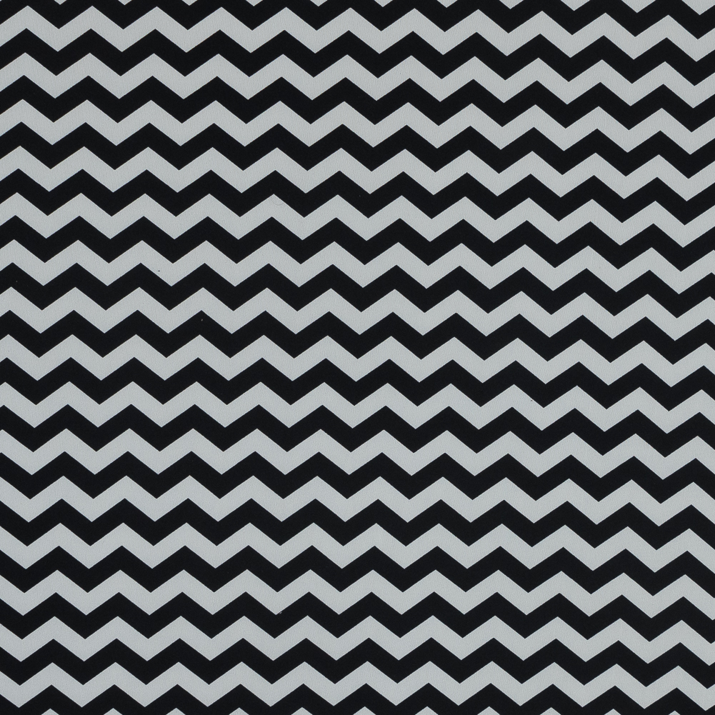 Black and White Zig Zag Printed Polyester Jersey Black and White Zig Zag Printed Polyester Jersey