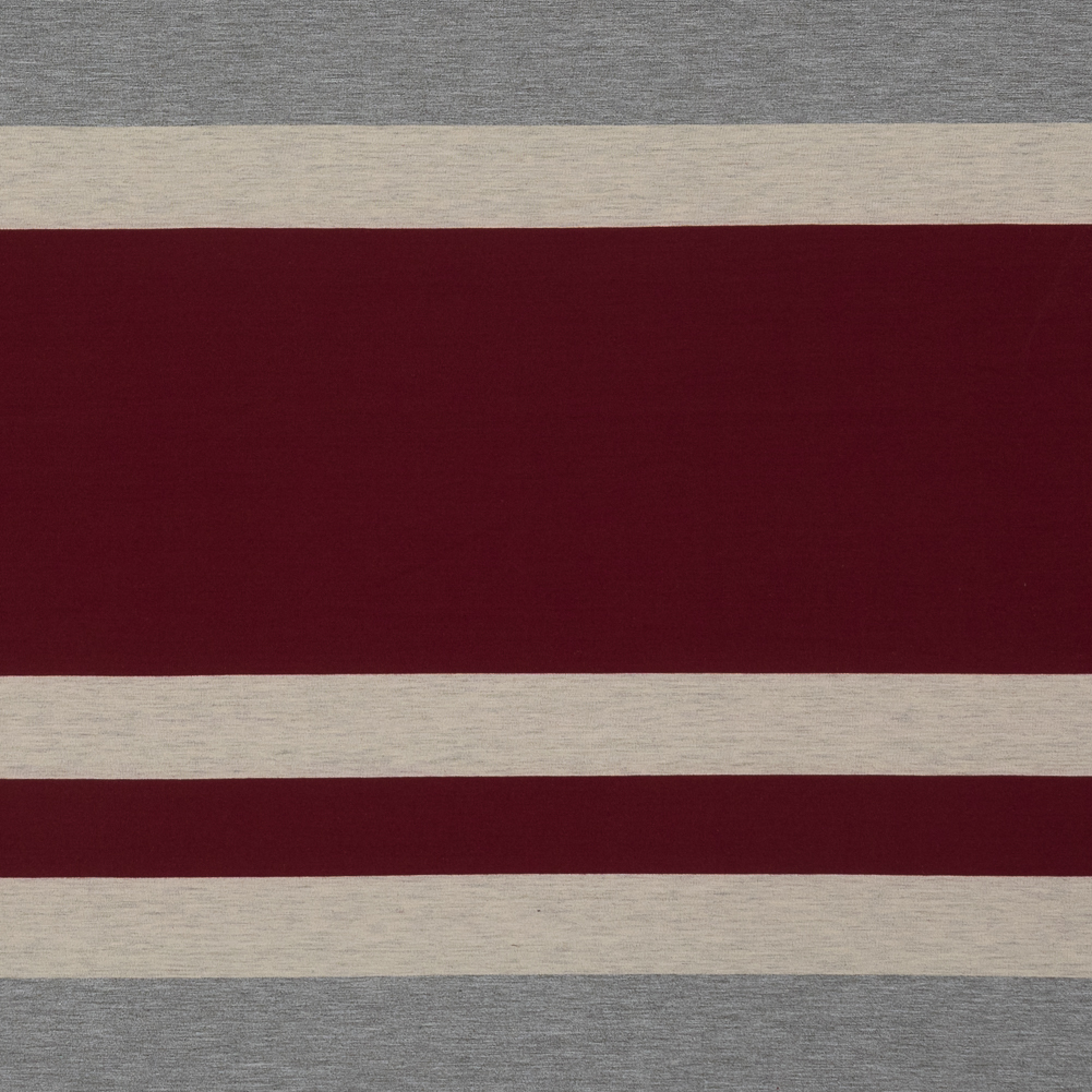 Burgundy, Oatmeal and Gray Awning Striped Jersey Burgundy, Oatmeal and Gray Awning Striped Jersey