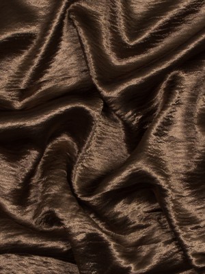 Wrinkled Polyester Satin – Luminous Chocolate Brown Wrinkled Polyester Satin – Luminous Chocolate Brown