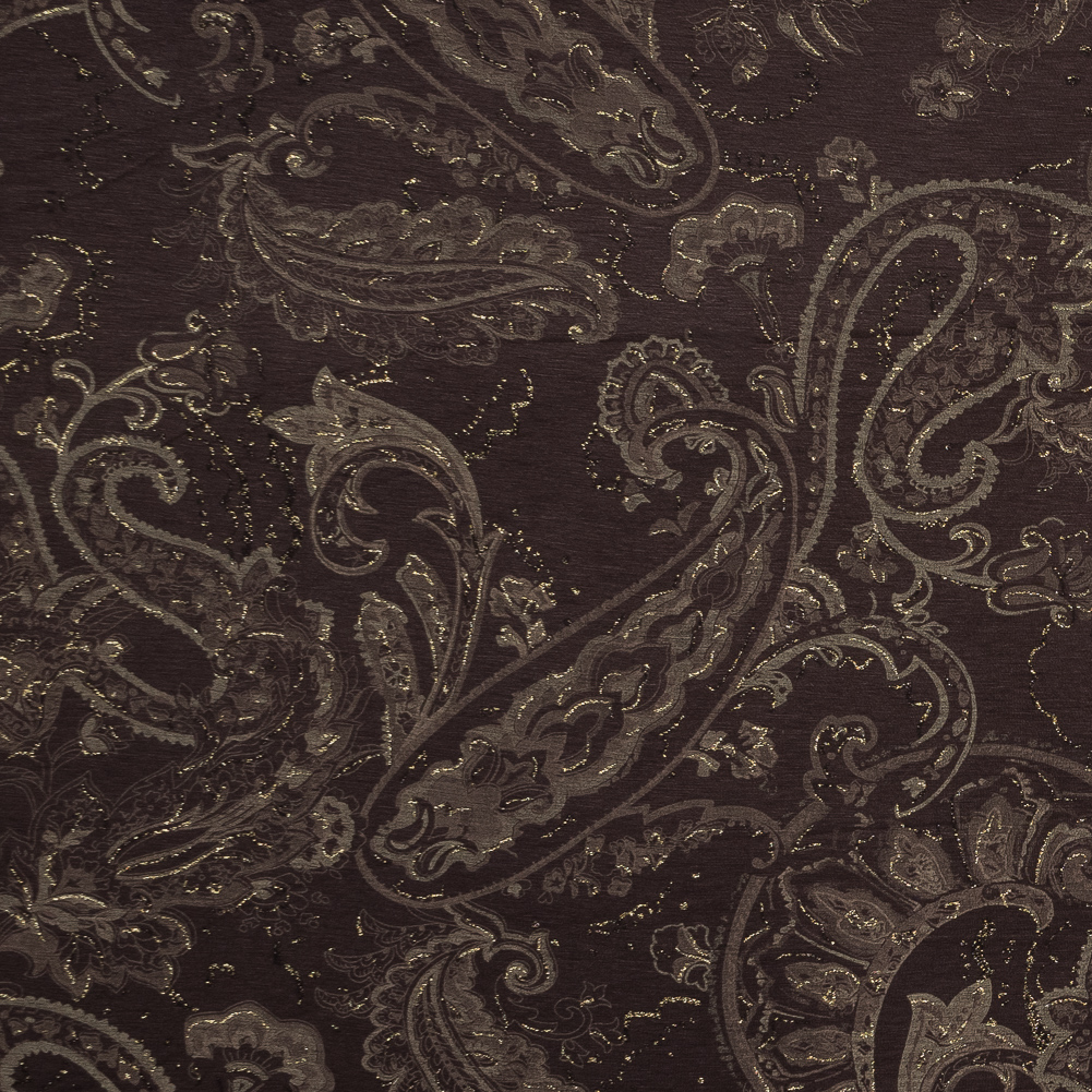 Brown Jersey with Taupe and Metallic Gold Paisley Top Coat Brown Jersey with Taupe and Metallic Gold Paisley Top Coat