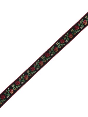 Red, Green and Black Floral German Jacquard Ribbon – 0.625″ Red, Green and Black Floral German Jacquard Ribbon – 0.625″