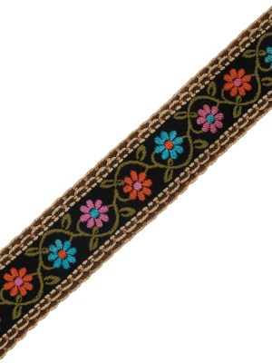 Multicolor Raised Floral German Jacquard Ribbon – 2″ Multicolor Raised Floral German Jacquard Ribbon – 2″