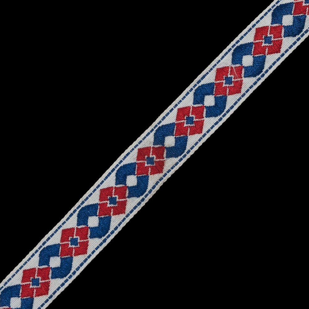 Red, White and Blue German Jacquard Ribbon - 0.625"