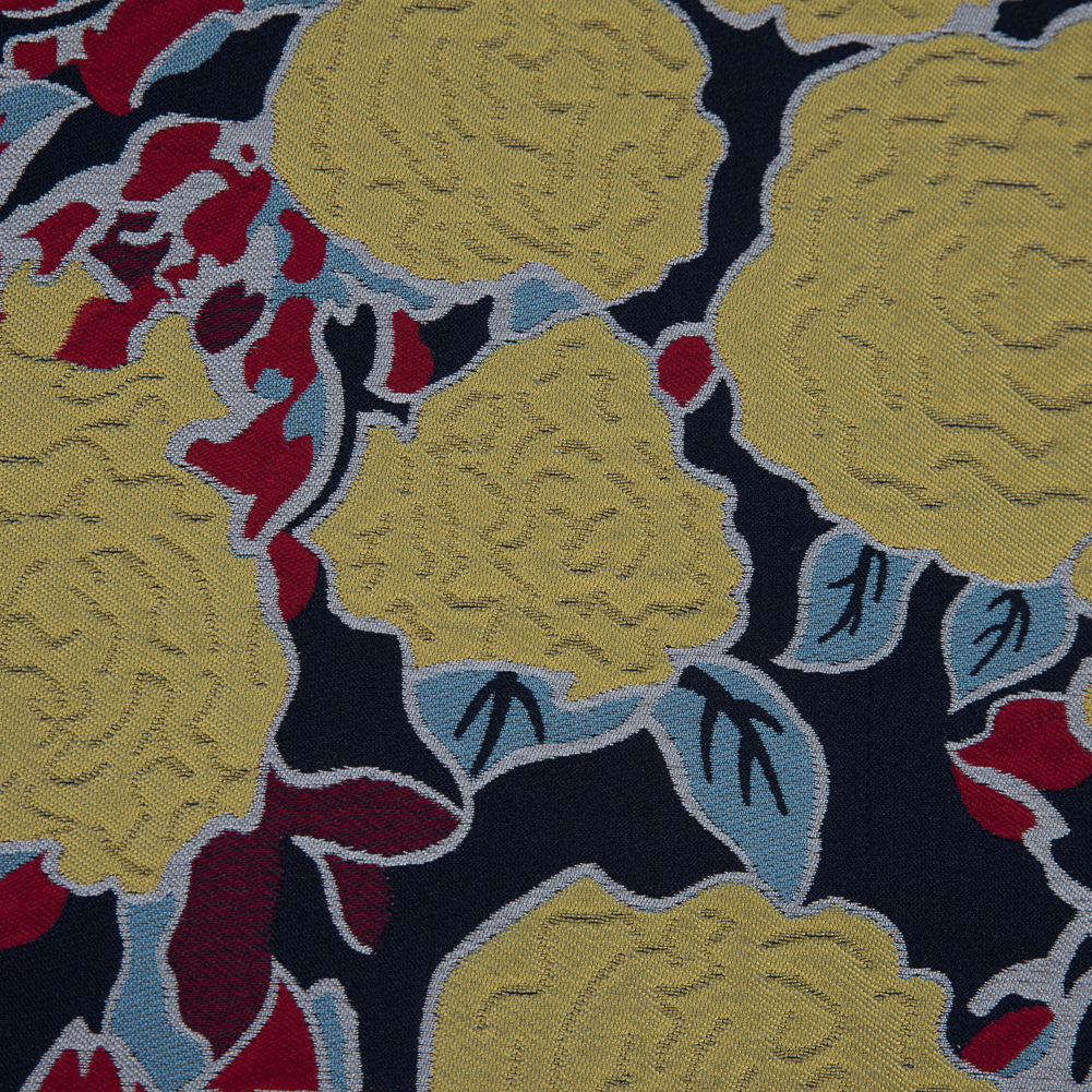 Navy, Yellow and Red Large-Scale Floral Jacquard Panel Navy, Yellow and Red Large-Scale Floral Jacquard Panel