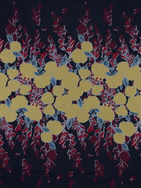 Navy, Yellow and Red Large-Scale Floral Jacquard Panel Navy, Yellow and Red Large-Scale Floral Jacquard Panel