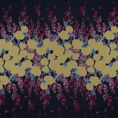 Navy, Yellow and Red Large-Scale Floral Jacquard Panel Navy, Yellow and Red Large-Scale Floral Jacquard Panel