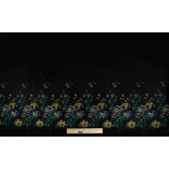 Blue, Yellow and Black Floral Embroidered Ripstop Jacquard Blue, Yellow and Black Floral Embroidered Ripstop Jacquard