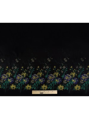 Blue, Yellow and Black Floral Embroidered Ripstop Jacquard Blue, Yellow and Black Floral Embroidered Ripstop Jacquard