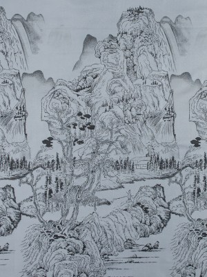 Silver and Black Landscape Jacquard Panel Silver and Black Landscape Jacquard Panel
