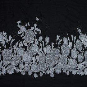 Black and Silver Rose Jacquard Panel Black and Silver Rose Jacquard Panel