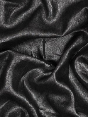 Lightweight Linen Woven with Metallic Silver Foil – Black – Simone Collection Lightweight Linen Woven with Metallic Silver Foil – Black – Simone Collection