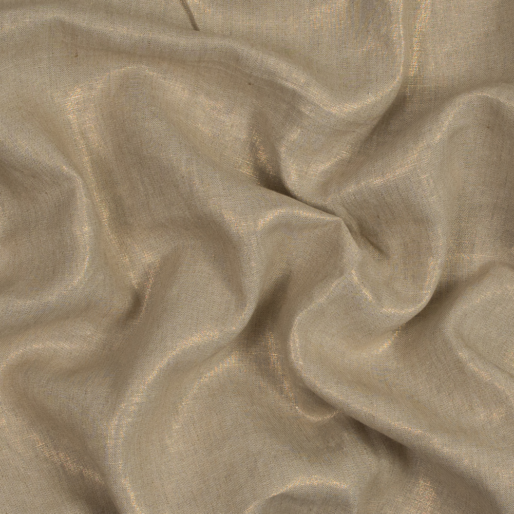 Medium Weight Linen Woven with Metallic Foiling – Oatmeal and Gold – Bianca Collection Medium Weight Linen Woven with Metallic Foiling – Oatmeal and Gold – Bianca Collection