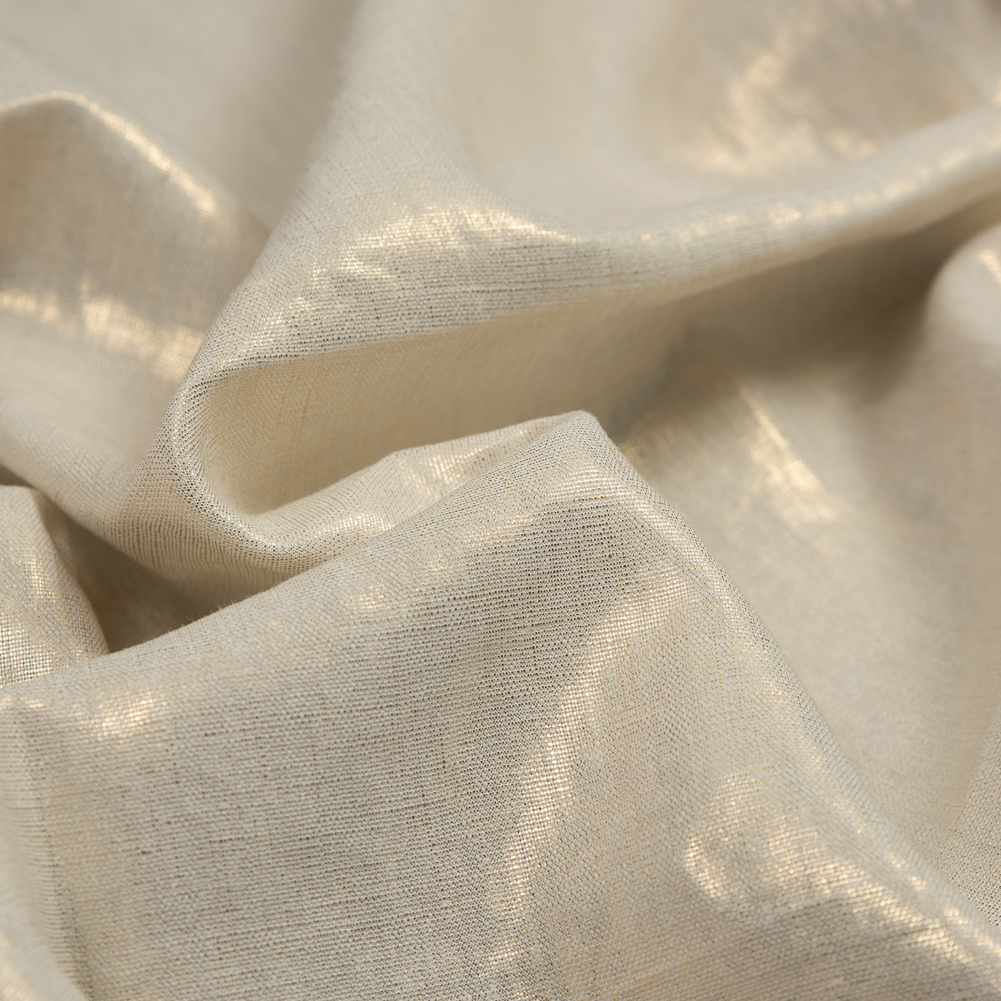 Medium Weight Linen Woven with Metallic Foiling – Ivory and Gold – Bianca Collection Medium Weight Linen Woven with Metallic Foiling – Ivory and Gold – Bianca Collection