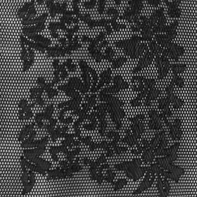 Wonder Mesh with Floral Faux Leather Embroidered Borders – Black Wonder Mesh with Floral Faux Leather Embroidered Borders – Black