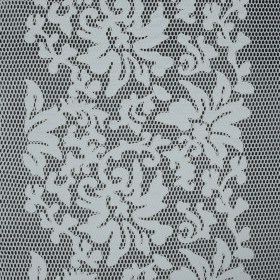 Wonder Mesh with Floral Faux Leather Embroidered Borders – Whisper White Wonder Mesh with Floral Faux Leather Embroidered Borders – Whisper White