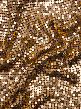 Aluminum Chainmail Fabric Panel, 3mm Tubular – Gilded Bronze – Joan Collection Aluminum Chainmail Fabric Panel, 3mm Tubular – Gilded Bronze – Joan Collection