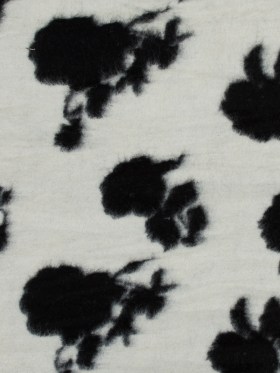 Brushed Wool Knit – Off-White and Black Rose Floral – Designer Deadstock Brushed Wool Knit – Off-White and Black Rose Floral – Designer Deadstock