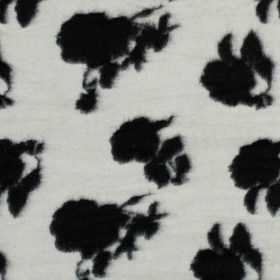 Brushed Wool Knit – Off-White and Black Rose Floral – Designer Deadstock Brushed Wool Knit – Off-White and Black Rose Floral – Designer Deadstock