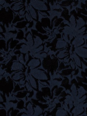 Bonded Wool Knit and Velour with Flocked Floral Design – Black and Navy Blue – Designer Deadstock Bonded Wool Knit and Velour with Flocked Floral Design – Black and Navy Blue – Designer Deadstock