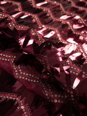 Fringe Sequin Fabric – Cranberry Chevrons Fringe Sequin Fabric – Cranberry Chevrons