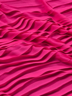 Accordion Pleated Chiffon – Neon Fuchsia – Etereo Collection Accordion Pleated Chiffon – Neon Fuchsia – Etereo Collection
