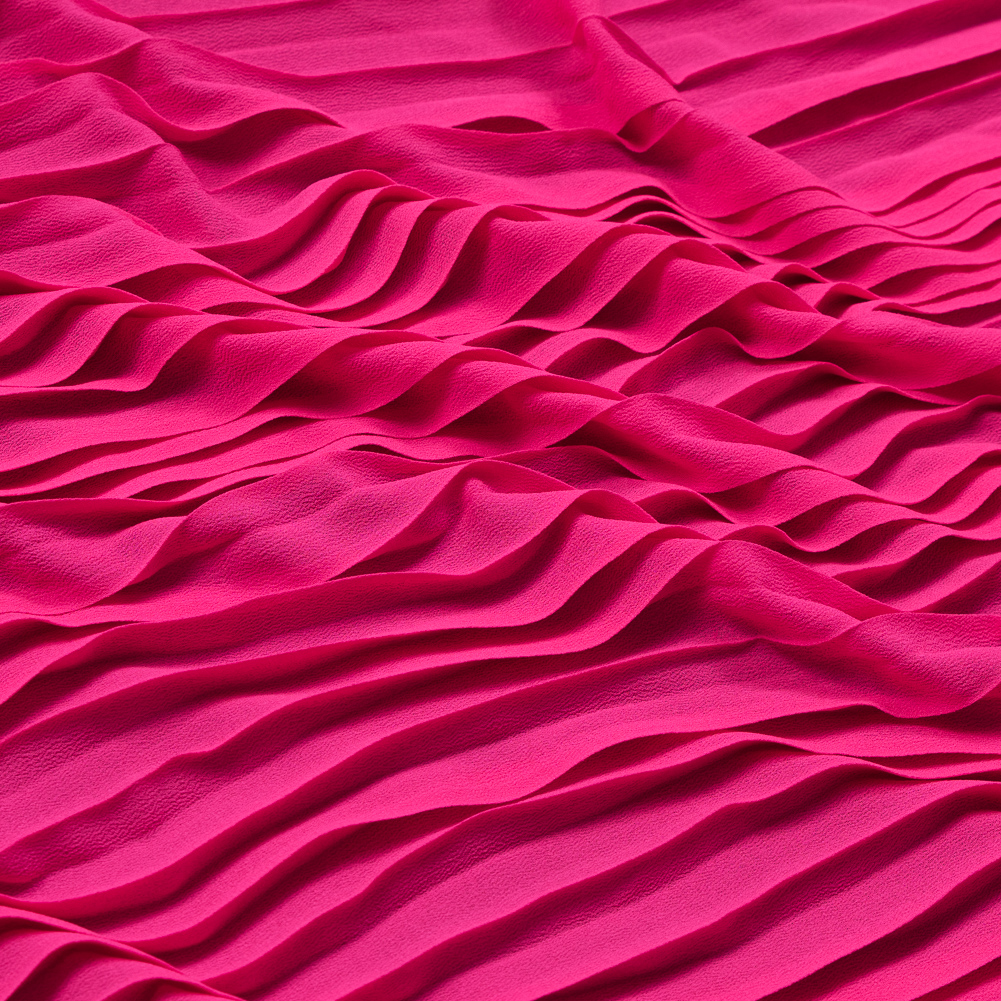 Accordion Pleated Chiffon – Neon Fuchsia – Etereo Collection Accordion Pleated Chiffon – Neon Fuchsia – Etereo Collection