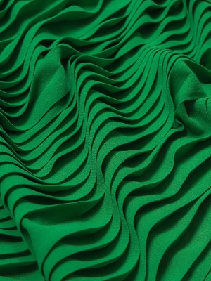 Accordion Pleated Chiffon – Kelly Green – Etereo Collection Accordion Pleated Chiffon – Kelly Green – Etereo Collection
