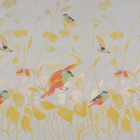 Sunshine Yellow Birds and Stalks Jacquard Panel Sunshine Yellow Birds and Stalks Jacquard Panel