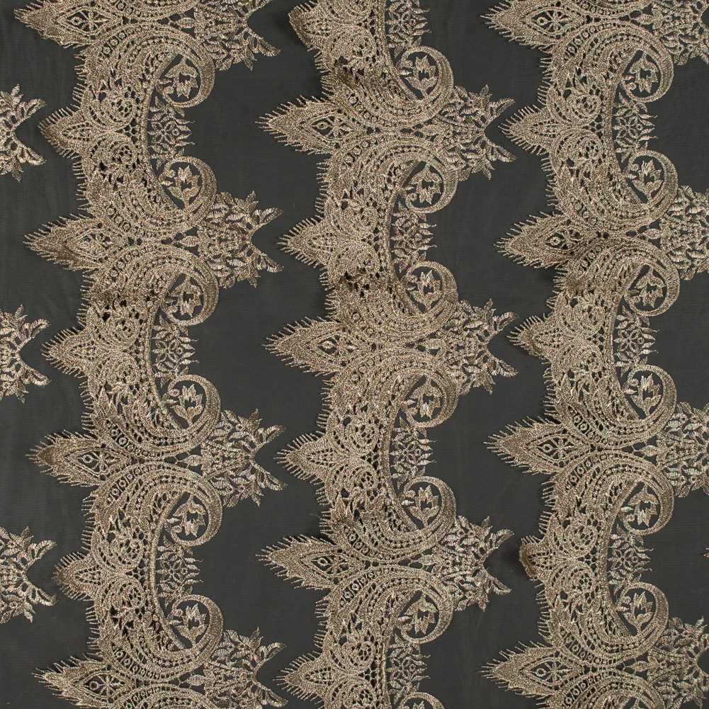 Lace Fringe on Mesh – Metallic Gold Lace Fringe on Mesh – Metallic Gold