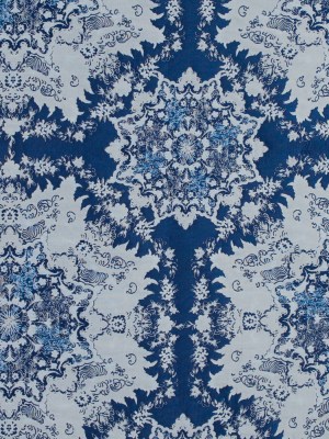 Blue and White Abstract Medallion Brocade Blue and White Abstract Medallion Brocade