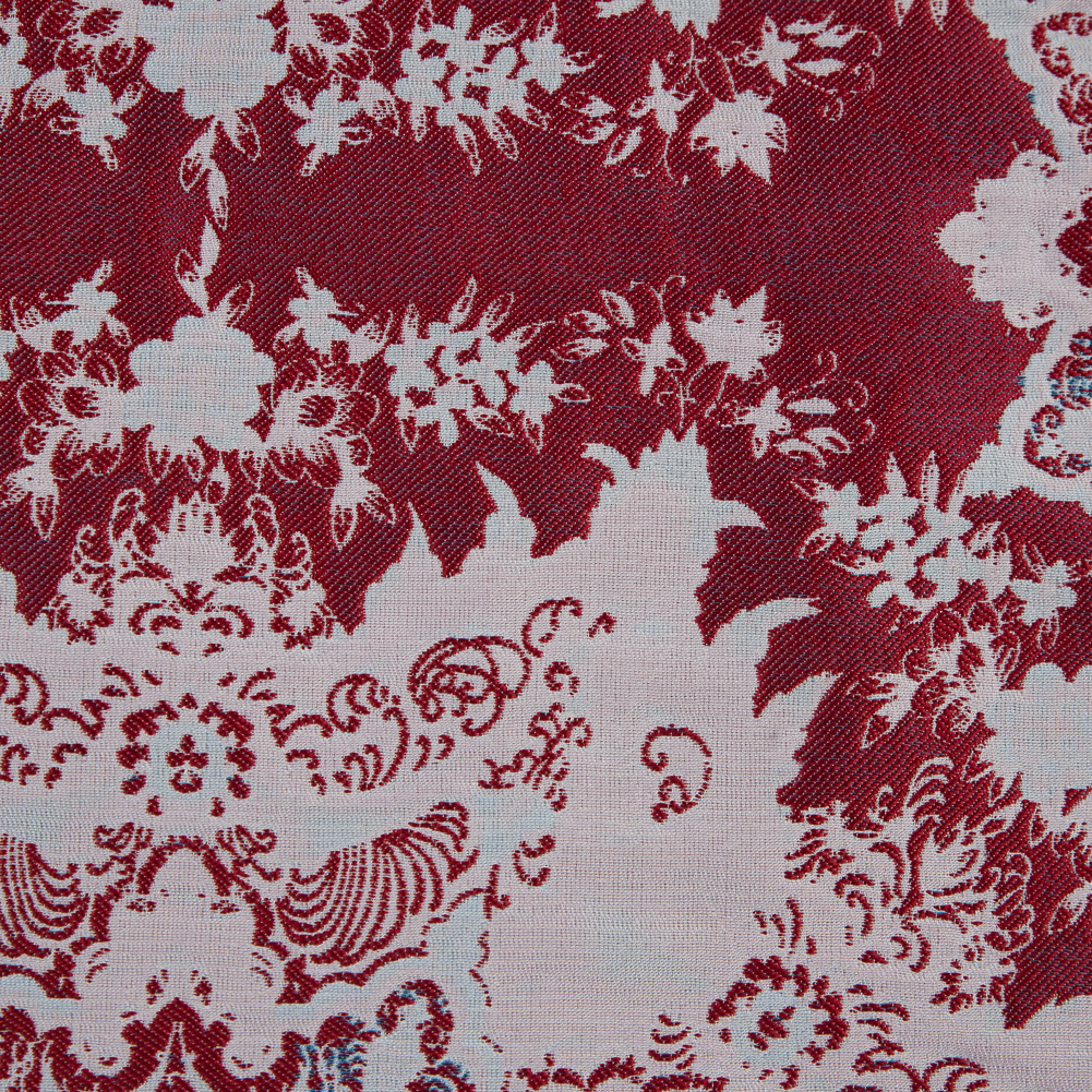 Red, Blue and White Abstract Medallion Brocade Red, Blue and White Abstract Medallion Brocade