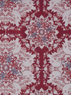 Red, Blue and White Abstract Medallion Brocade Red, Blue and White Abstract Medallion Brocade