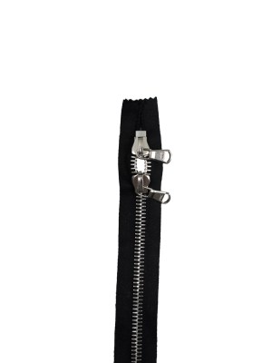 Lampo 2 Way Black and Silver Closed Ended Metal Zipper – 31″ Lampo 2 Way Black and Silver Closed Ended Metal Zipper – 31″