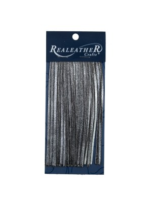 Realeather Metallic Silver Deerskin Fringe Trim – 6″ Realeather Metallic Silver Deerskin Fringe Trim – 6″