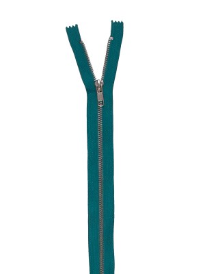 Jade and Silver T5 Metal Closed Bottom Zipper – 36″ Jade and Silver T5 Metal Closed Bottom Zipper – 36″
