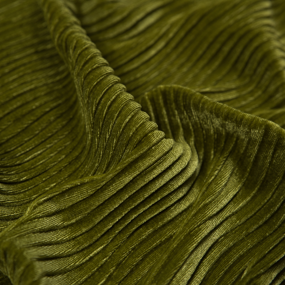 Wavy Crinkled Velour – Woodbine Green – Yvonne Collection Wavy Crinkled Velour – Woodbine Green – Yvonne Collection