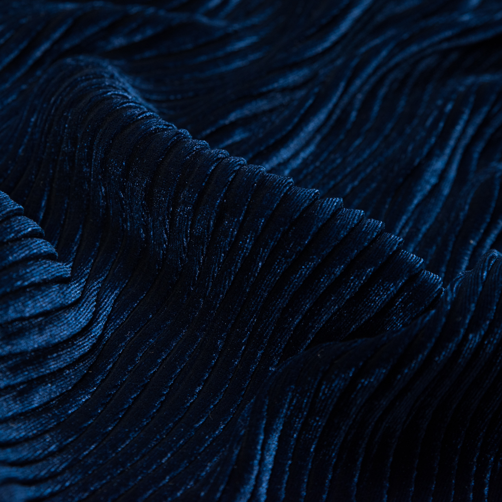 Wavy Crinkled Velour – Estate Blue – Yvonne Collection Wavy Crinkled Velour – Estate Blue – Yvonne Collection