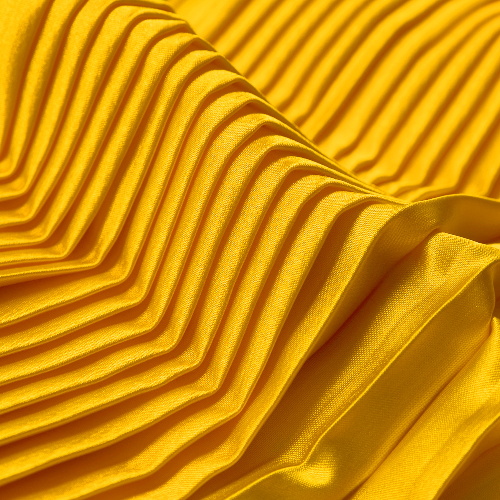 Pleated Stretch Satin – Gamboge – Andreas Collection Pleated Stretch Satin – Gamboge – Andreas Collection