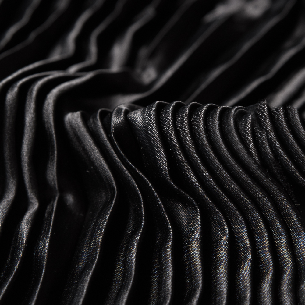 Pleated Stretch Satin – Black – Andreas Collection Pleated Stretch Satin – Black – Andreas Collection