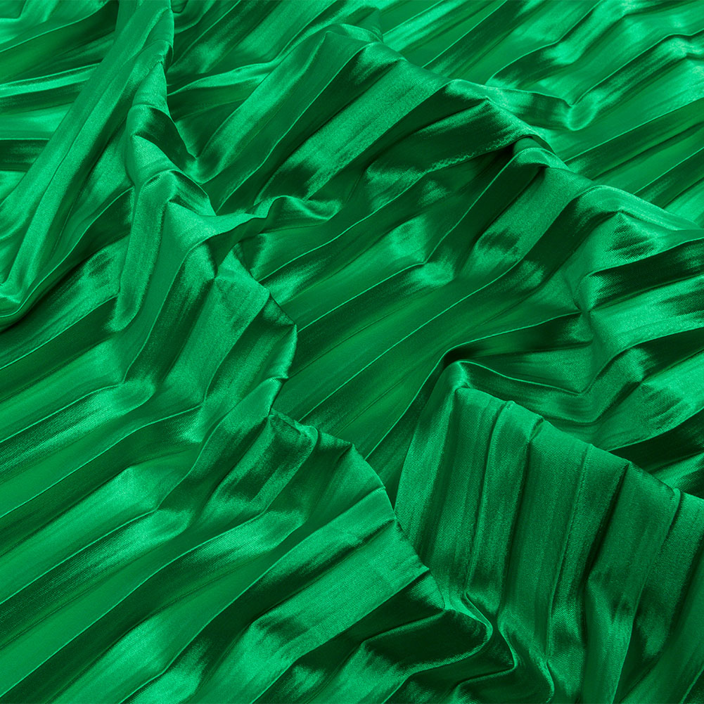 Pleated Stretch Satin – Kelly Green – Andreas Collection Pleated Stretch Satin – Kelly Green – Andreas Collection