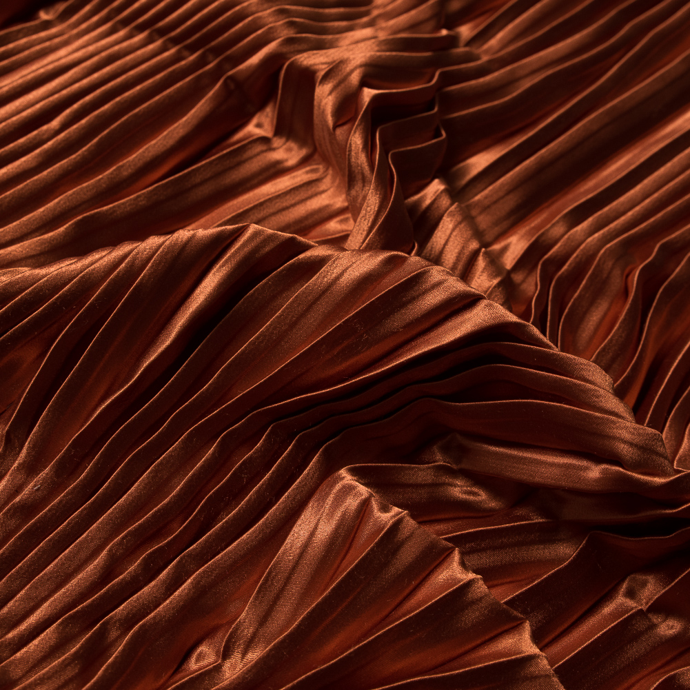 Pleated Stretch Satin – Burnt Orange – Andreas Collection Pleated Stretch Satin – Burnt Orange – Andreas Collection