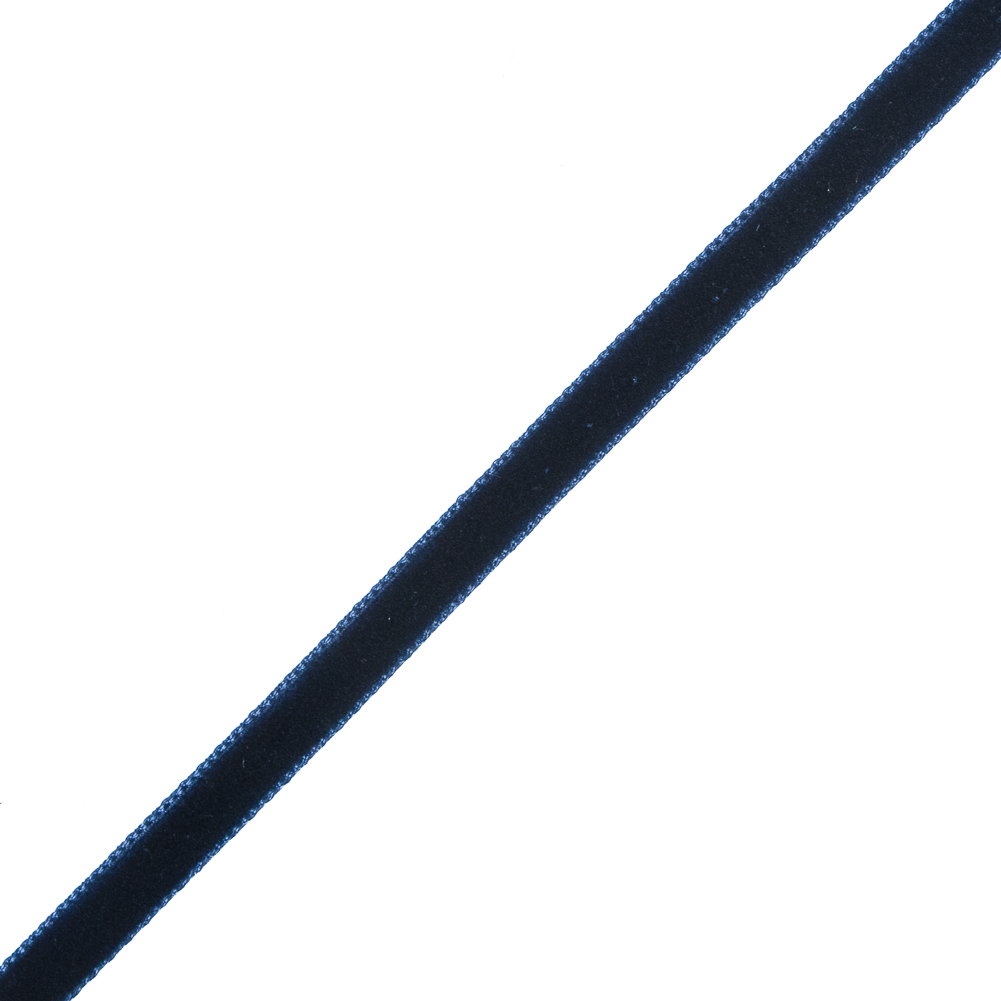 Navy Single-Faced Velvet Ribbon - 0.25"