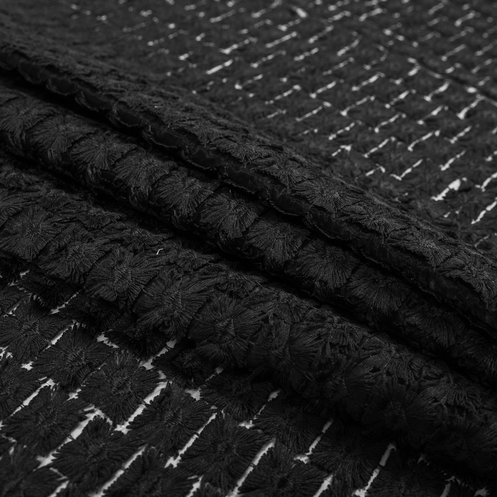 Black Novelty Geometric Embroidered Organza Black Novelty Geometric Embroidered Organza