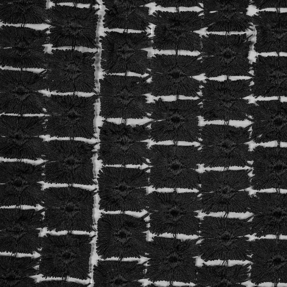 Black Novelty Geometric Embroidered Organza