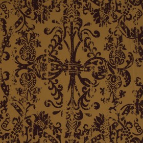 Mustard and Brown Scroll Printed Cotton Twill with a Brushed Back Mustard and Brown Scroll Printed Cotton Twill with a Brushed Back