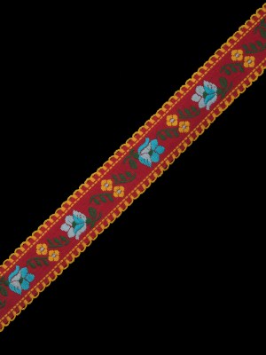 Red and Yellow Floral German Jacquard Ribbon – 1″ Red and Yellow Floral German Jacquard Ribbon – 1″