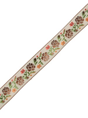 Brown, Orange and Green Floral Jacquard Ribbon – 0.875″ Brown, Orange and Green Floral Jacquard Ribbon – 0.875″